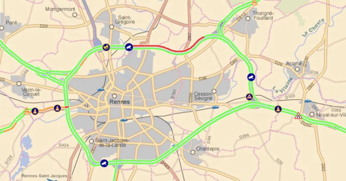 Accident sur la rocade de Rennes : un poids lourd couché et une partie de la circulation perturbée